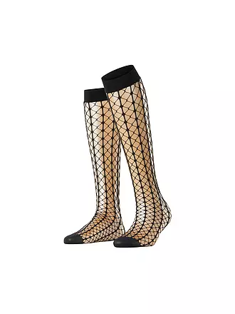 FALKE | Kniestrümpfe PARADISE NET rose coquillage | schwarz